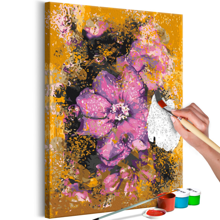 Desenho para pintar com números Violet Flower - Blooming Plant, a Bud on a Golden Brown Background 146191 additionalImage 7