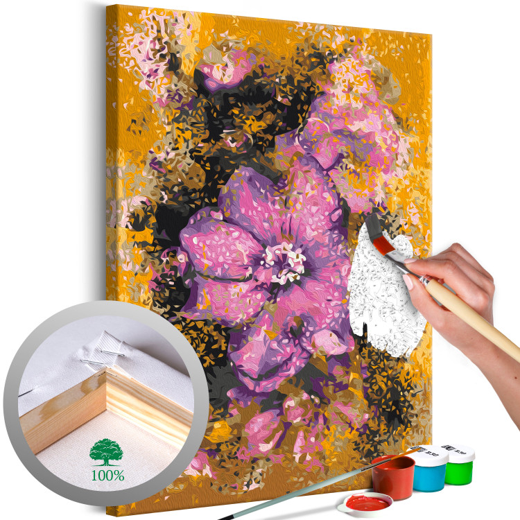 Desenho para pintar com números Violet Flower - Blooming Plant, a Bud on a Golden Brown Background 146191