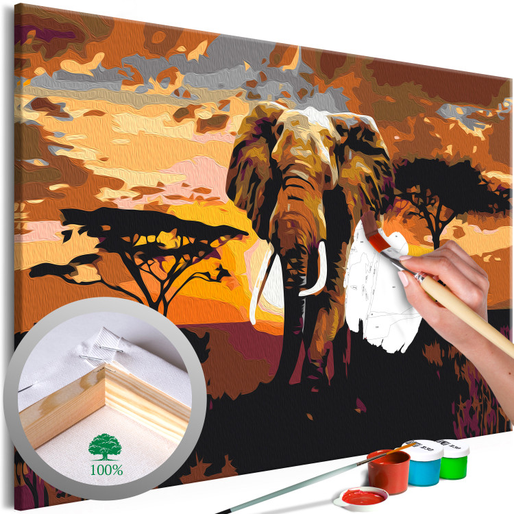 Desenho para pintar com números Elephant Trek - African Landscape at Sunset 149791