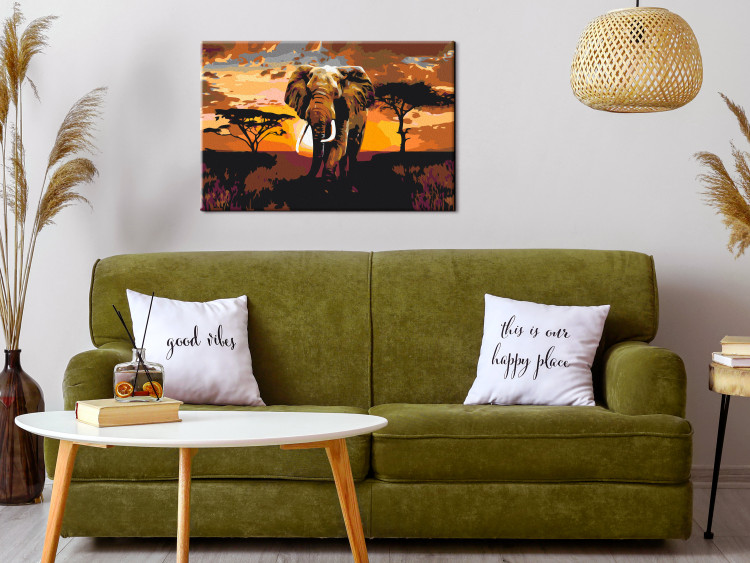 Desenho para pintar com números Elephant Trek - African Landscape at Sunset 149791 additionalImage 2