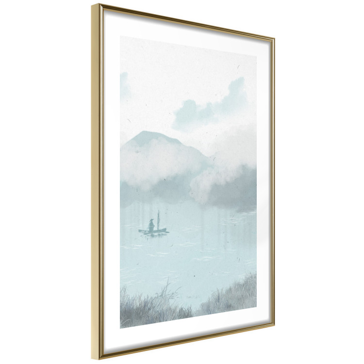 Poster decorativo Fishing in the Morning - Small Boat Against the Background of Misty Mountains 146132 additionalImage 9