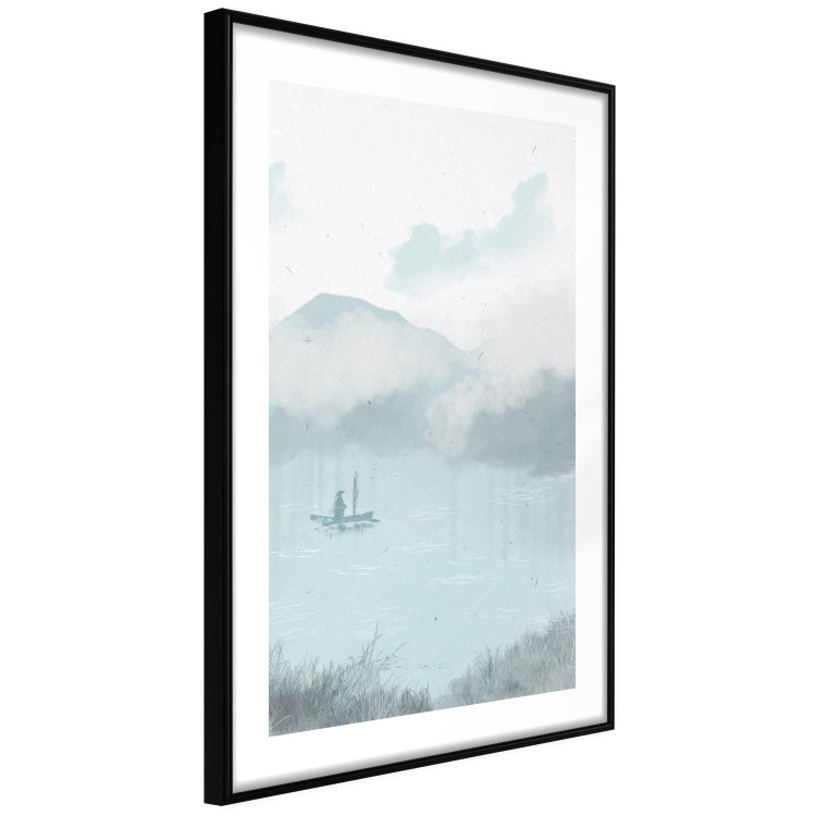 Poster decorativo Fishing in the Morning - Small Boat Against the Background of Misty Mountains 146132 additionalImage 3
