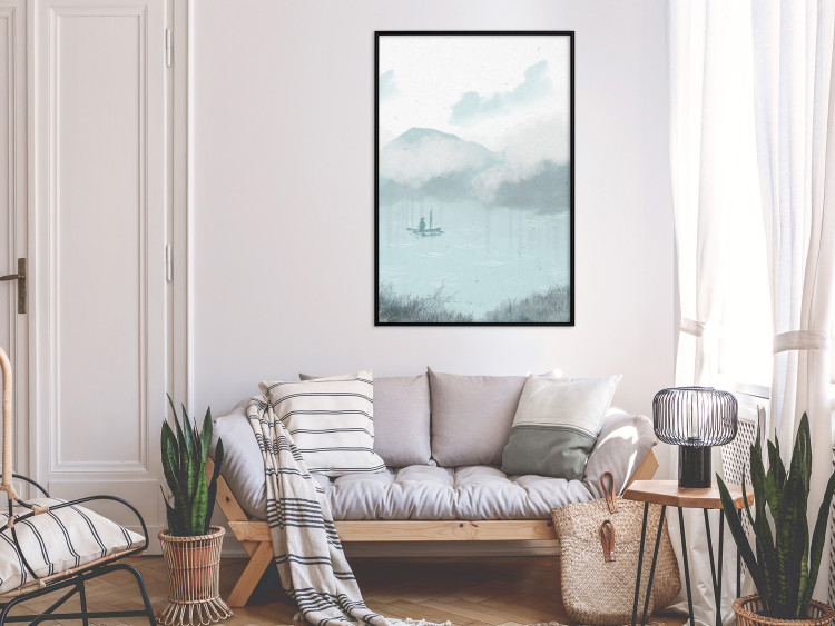 Poster decorativo Fishing in the Morning - Small Boat Against the Background of Misty Mountains 146132 additionalImage 10