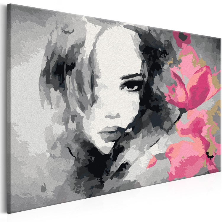 Desenho para pintar com números Black & White Portrait With A Pink Flower 107142 additionalImage 5