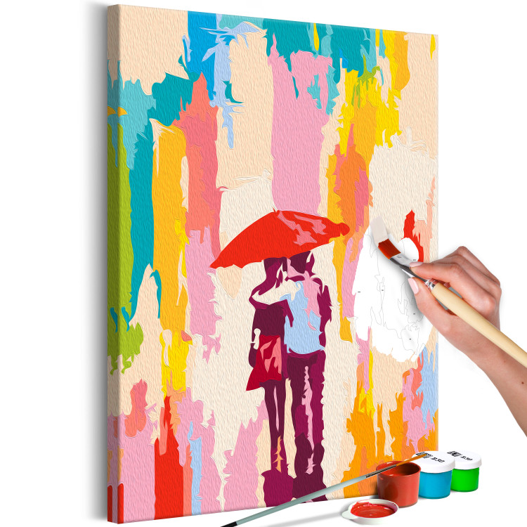 Desenho para pintar com números Romantic Walk - Couple in Love in Colorful Rain 149772 additionalImage 4