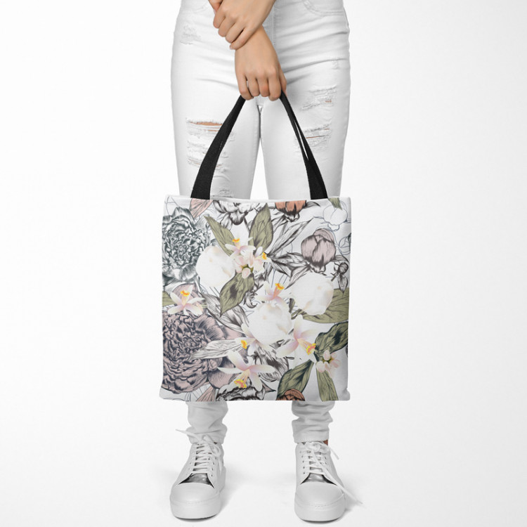 Saco Floral impression - composition inspired by nature in green and grey 147482 additionalImage 2