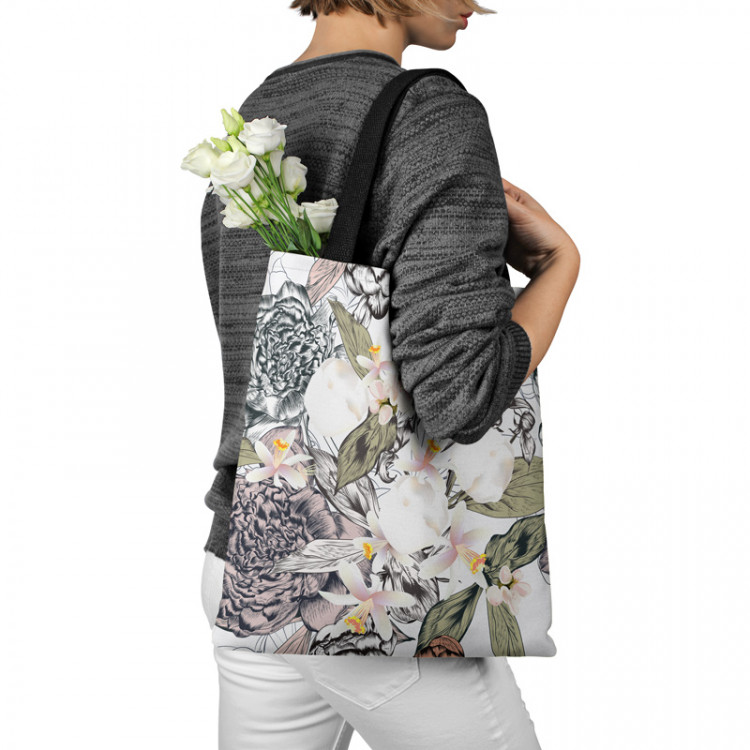 Saco Floral impression - composition inspired by nature in green and grey 147482 additionalImage 3