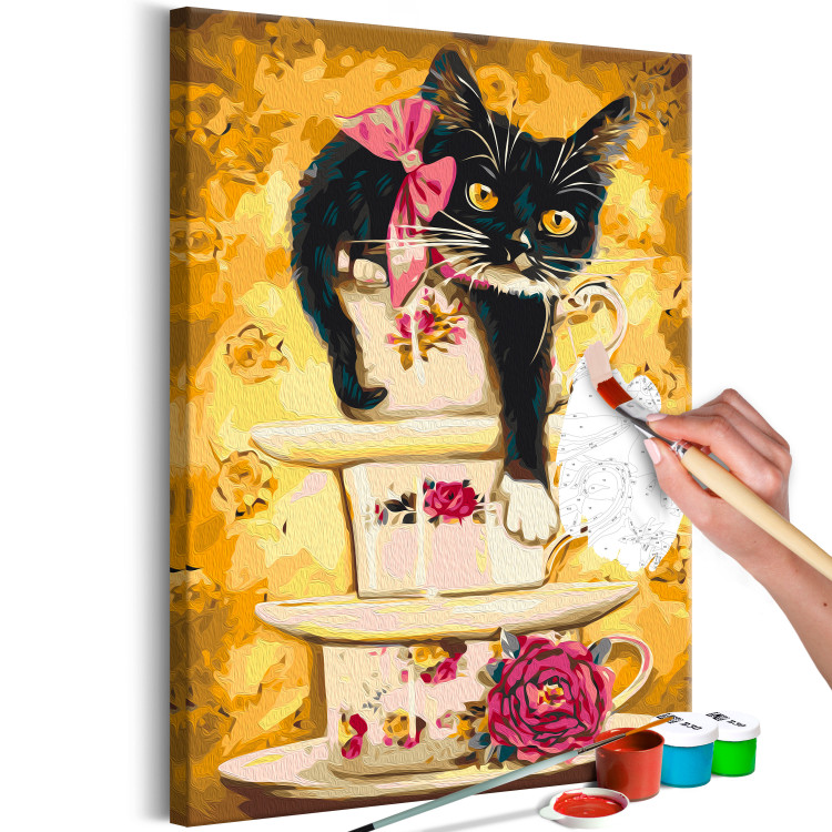 Desenho para pintar com números Tea Kitten - Tea Cups With Flowers and Rose 144523 additionalImage 4