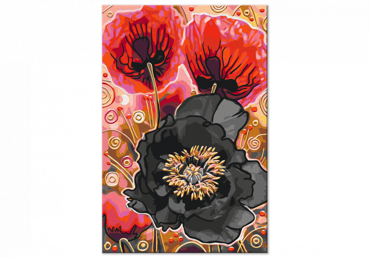 Desenho para pintar com números Blooming Poppies - Three Flowers and Black, Red and Gold Accessories 144143 additionalImage 3
