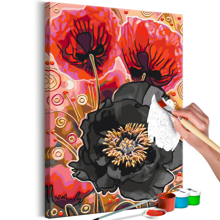 Desenho para pintar com números Blooming Poppies - Three Flowers and Black, Red and Gold Accessories 144143 additionalImage 6