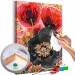 Desenho para pintar com números Blooming Poppies - Three Flowers and Black, Red and Gold Accessories 144143