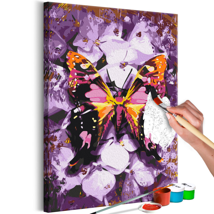 Desenho para pintar com números Harmony - Purple Butterfly on a Background of Purple Flower Petals 146543 additionalImage 7