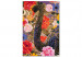 Desenho para pintar com números Colorful Kilim - Black Swan in Gold on Flowers Background 145153 additionalThumb 5