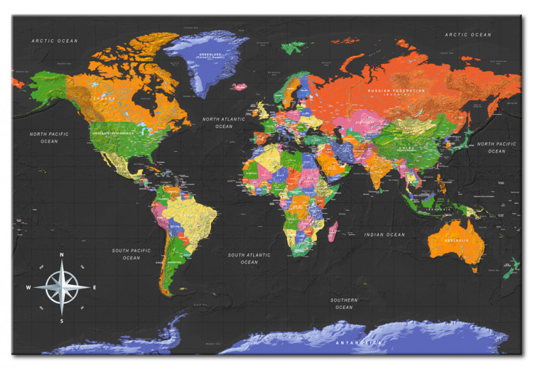 Placar decorativo World Map: Dark Depth [Cork Map] 95953 additionalImage 2