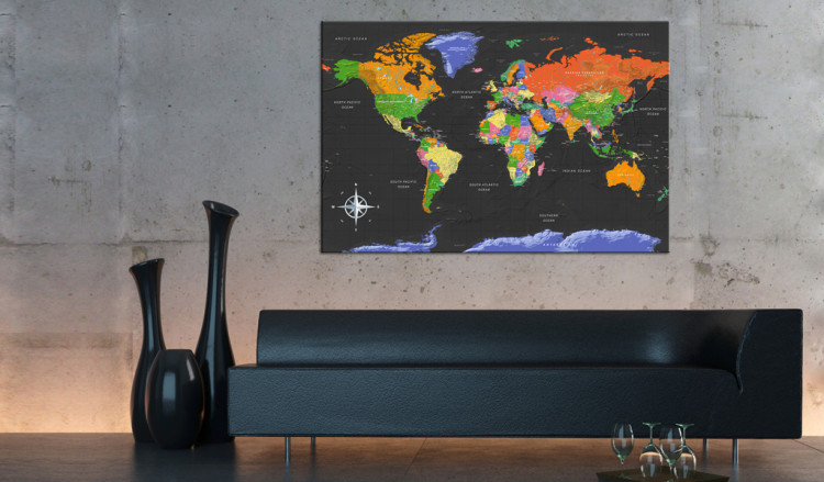 Placar decorativo World Map: Dark Depth [Cork Map] 95953 additionalImage 3