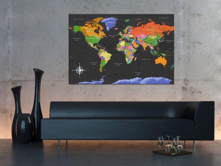 Placar decorativo World Map: Dark Depth [Cork Map] 95953 additionalImage 4