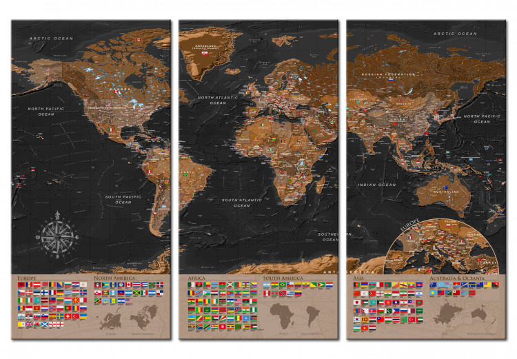 Placar decorativo World: Brown Map II [Cork Map] 98053 additionalImage 2