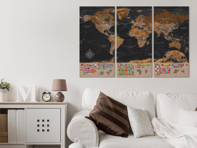 Placar decorativo World: Brown Map II [Cork Map] 98053 additionalImage 4
