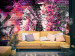 Mural Street Art - graffiti com perfil de mulher em tons de rosa e roxo 92083
