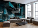 Fotomural Labirinto Azul - fundo industrial com textura de metal e efeito 3D 92914