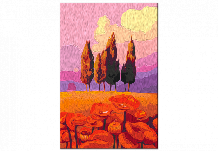 Desenho para pintar com números Dreamland - Field Full of Poppies against a Purple Sky 147334 additionalImage 7