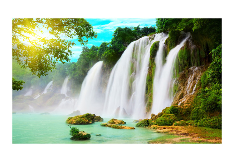 Fotomural Beleza da natureza - paisagem de cachoeiras fluindo para um lago rochoso 60034 additionalImage 1