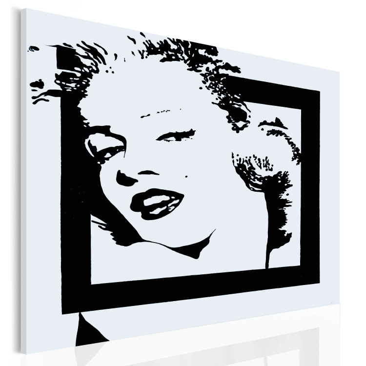 Quadro em tela Marilyn clássico - um retrato feminino minimalista a preto e branco 49154 additionalImage 2