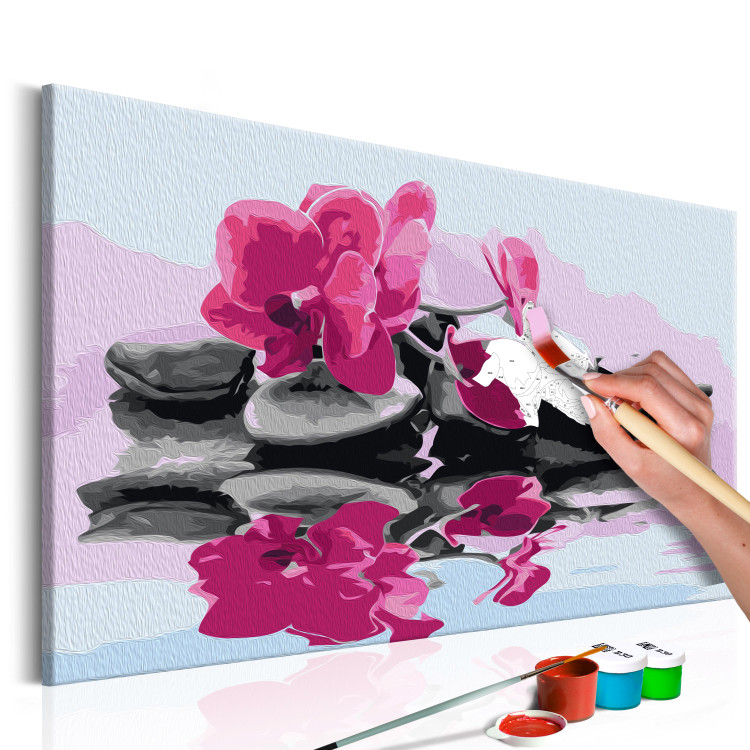 Desenho para pintar com números Orchid With Zen Stones (Reflection In The Water) 107164 additionalImage 3