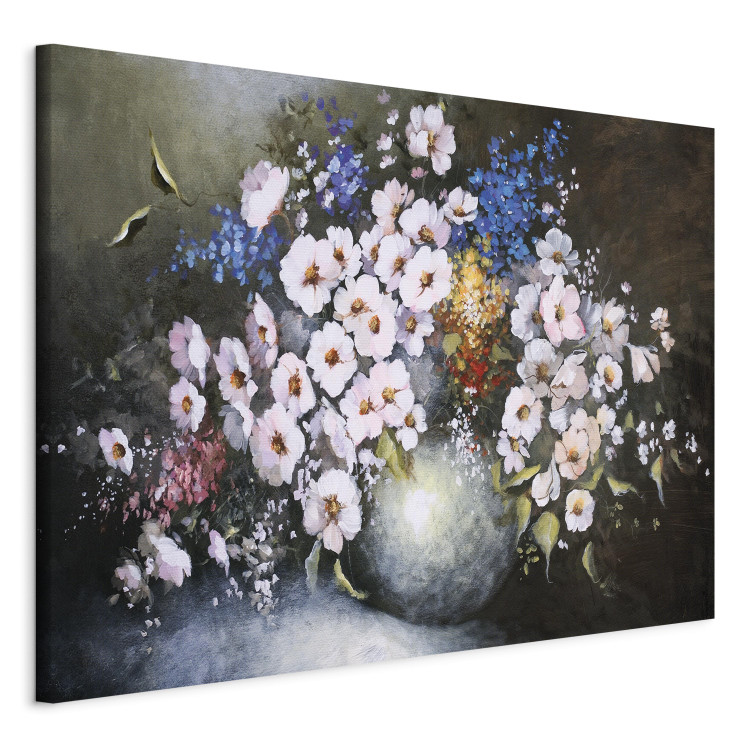 Quadro em tela Vaso Branco (1 parte) - Natureza-morta com buquê de flores 47474 additionalImage 2