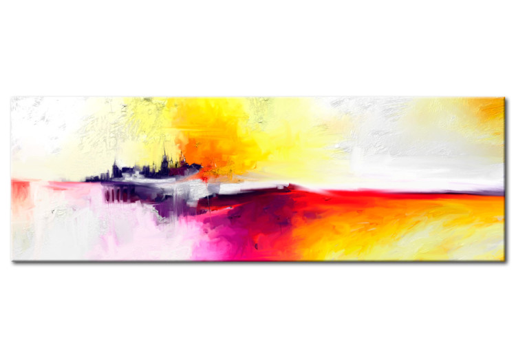 Quadro pintado Ilha (1 peça) - Abstração em cores vivas com desenho escuro 46784