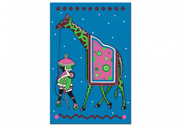 Desenho para pintar com números Green Giraffe at Night - Tall Animal With a Man Against a Dark Background 144094 additionalImage 3