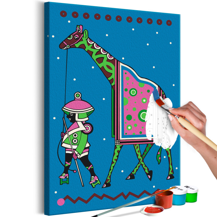Desenho para pintar com números Green Giraffe at Night - Tall Animal With a Man Against a Dark Background 144094 additionalImage 6