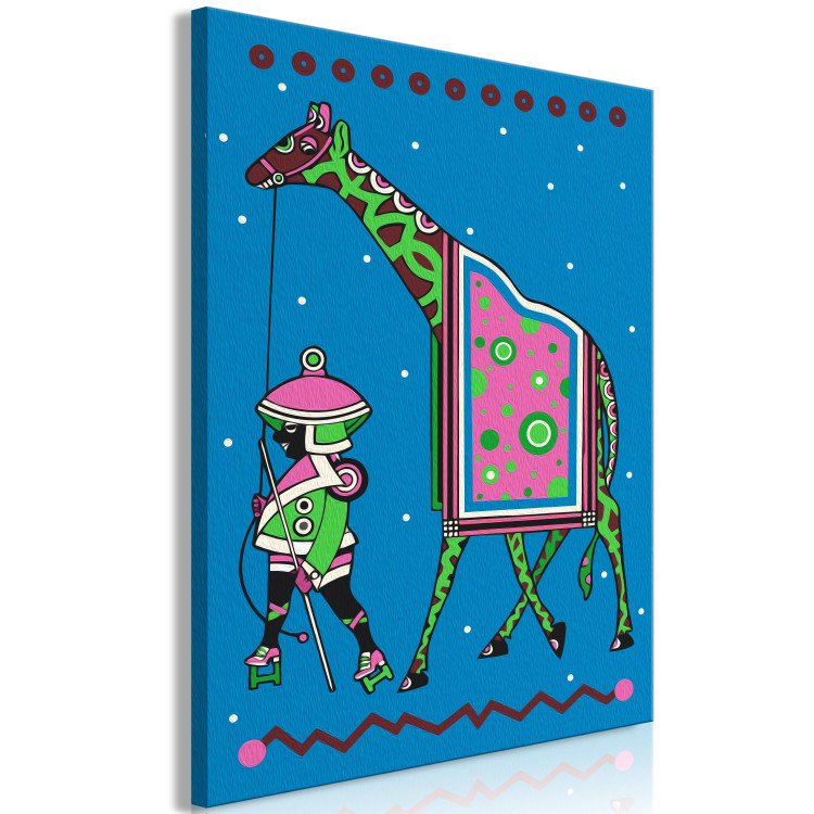 Desenho para pintar com números Green Giraffe at Night - Tall Animal With a Man Against a Dark Background 144094 additionalImage 7