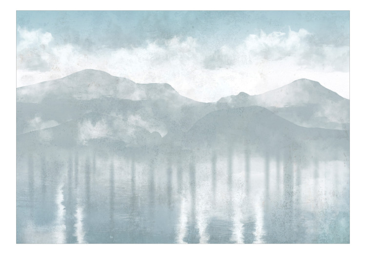 Mural de parede Hazy Landscape - View of the Mountains and the Lake in Delicate Tones 146005 additionalImage 1
