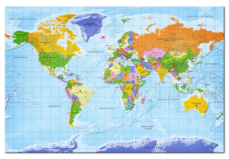 Placar de cortiça World Map: Countries Flags [Cork Map - German Text] 105615 additionalImage 2