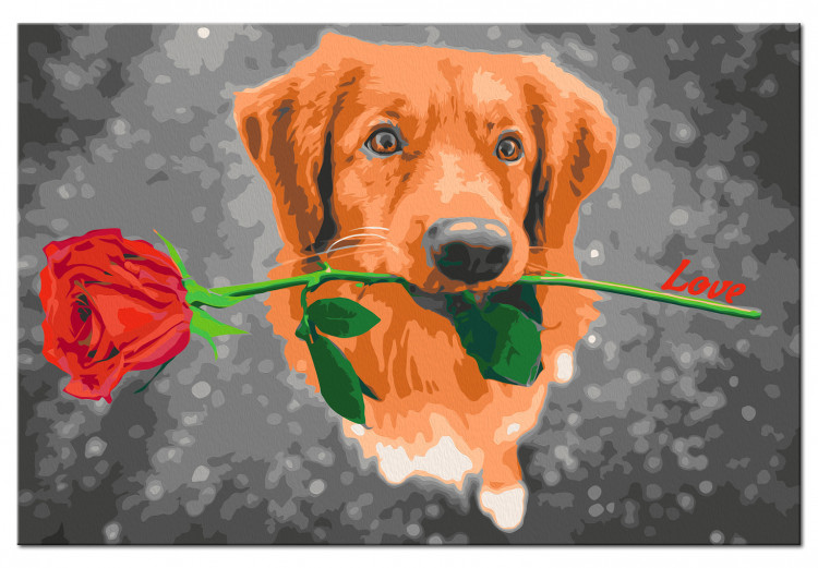 Desenho para pintar com números Dog With Rose  132315 additionalImage 6