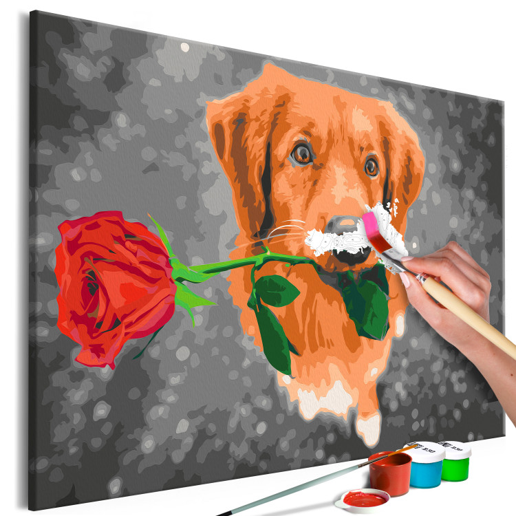 Desenho para pintar com números Dog With Rose  132315 additionalImage 3