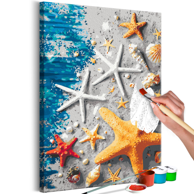 Desenho para pintar com números Sand and Seashells - Starfish and Sea Elements on Blue Boards 144525 additionalImage 7