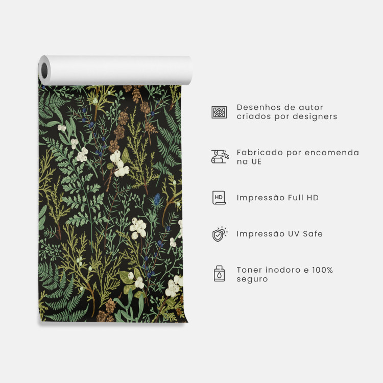 Papel de parede Butterflies Among the Leaves - Floral Motif With Green Branches 146025 additionalImage 5