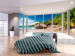 Mural Vista da Janela - paisagem 3D ensolarada com praia paradisíaca e mar turquesa 93725