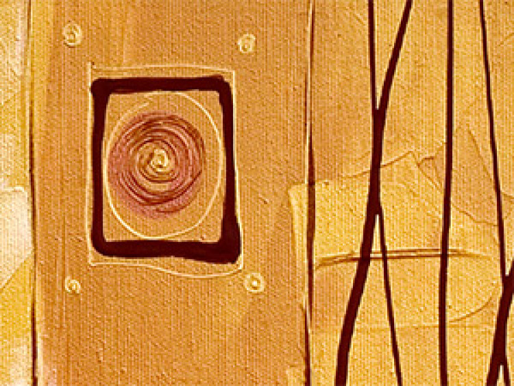 Quadro pintado Abstração (3 partes) - fantasia dourada com elementos geométricos 48055 additionalImage 3