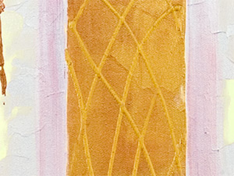 Quadro pintado Abstração (3 partes) - fantasia dourada com elementos geométricos 48055 additionalImage 2