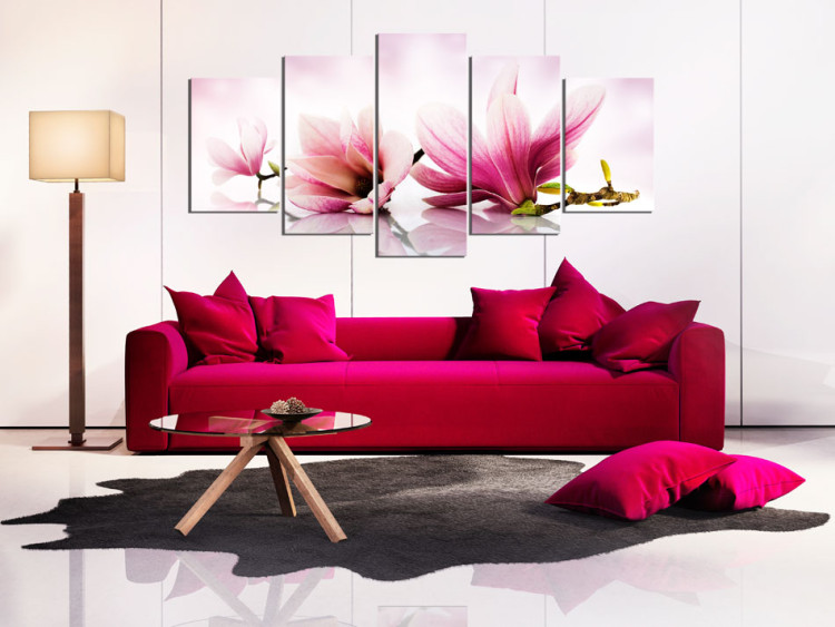 Pintura em tela Magnolias: pink flowers 50065 additionalImage 3