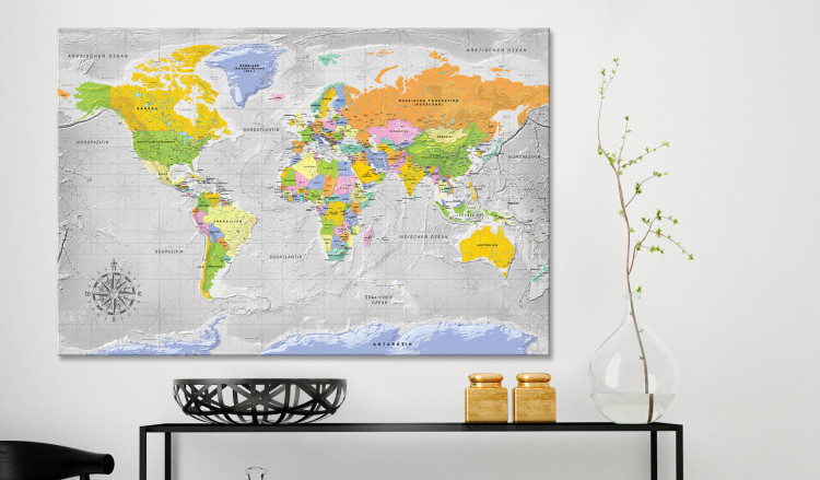 Placar decorativo World Map: Wind Rose [Cork Map - German Text] 105616 additionalImage 3