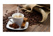Mural Manhã - uma xícara de café quente em um fundo marrom com grãos e temperos 59816 additionalThumb 1