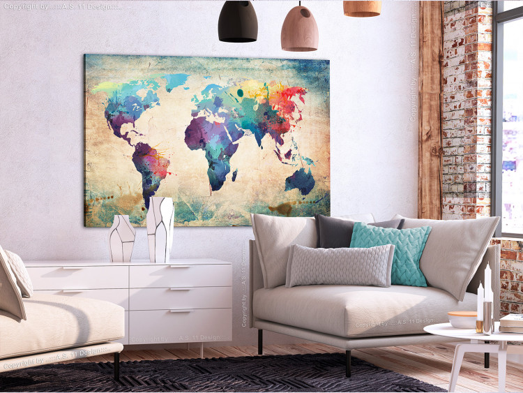 Placar decorativo Colorful World Map [Cork Map] 107186 additionalImage 4