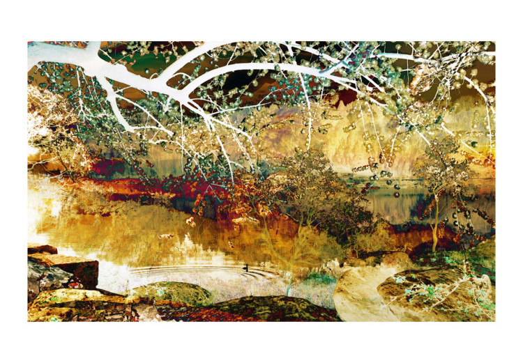 Mural de parede Abstração - fantasia de folhas de árvores e rio em fundo 96607 additionalImage 1