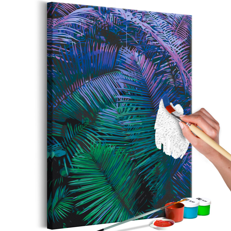 Desenho para pintar com números Ultraviolet - Large Two-Color Palm Leaves on a Black Background 146217 additionalImage 5