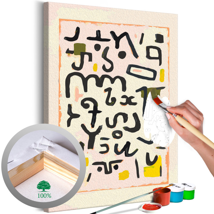 Desenho para pintar com números Paul Klee, Gesetz - Alphabet, Mysterious Letters on a Cream Background 148447
