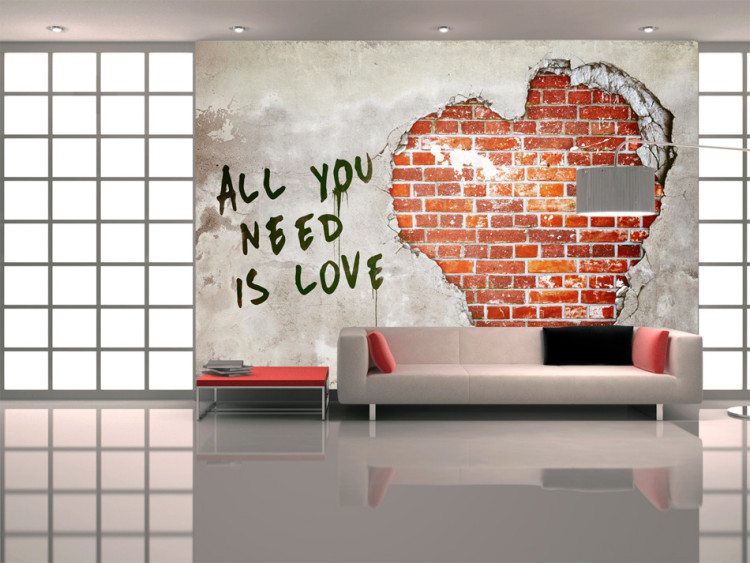 Mural de parede O Amor é tudo o que você precisa - mural artístico com frase e tema de amor 60757